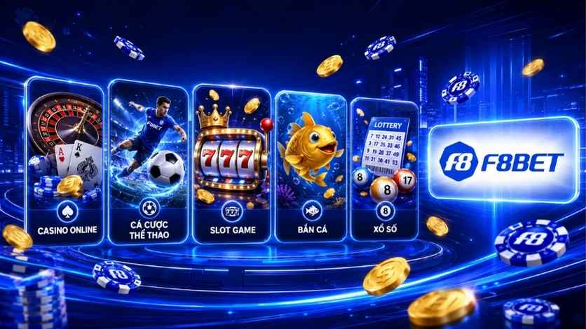 Các sản phẩm nổi bật tại F8BET gồm casino thể thao slot bắn cá xổ số
